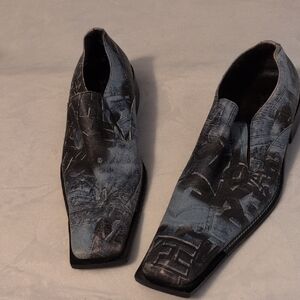 Men's Brown and Blue Slip-On Loafers